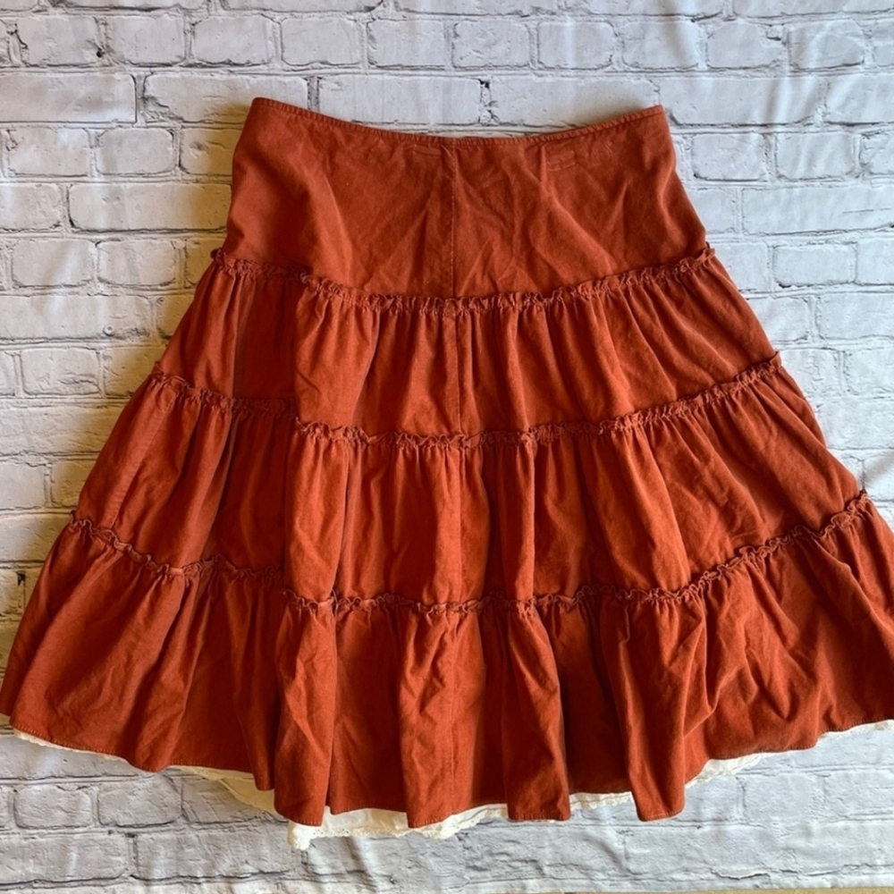 Tommy Hilfiger Rust Colored Tiered Peasant Skirt